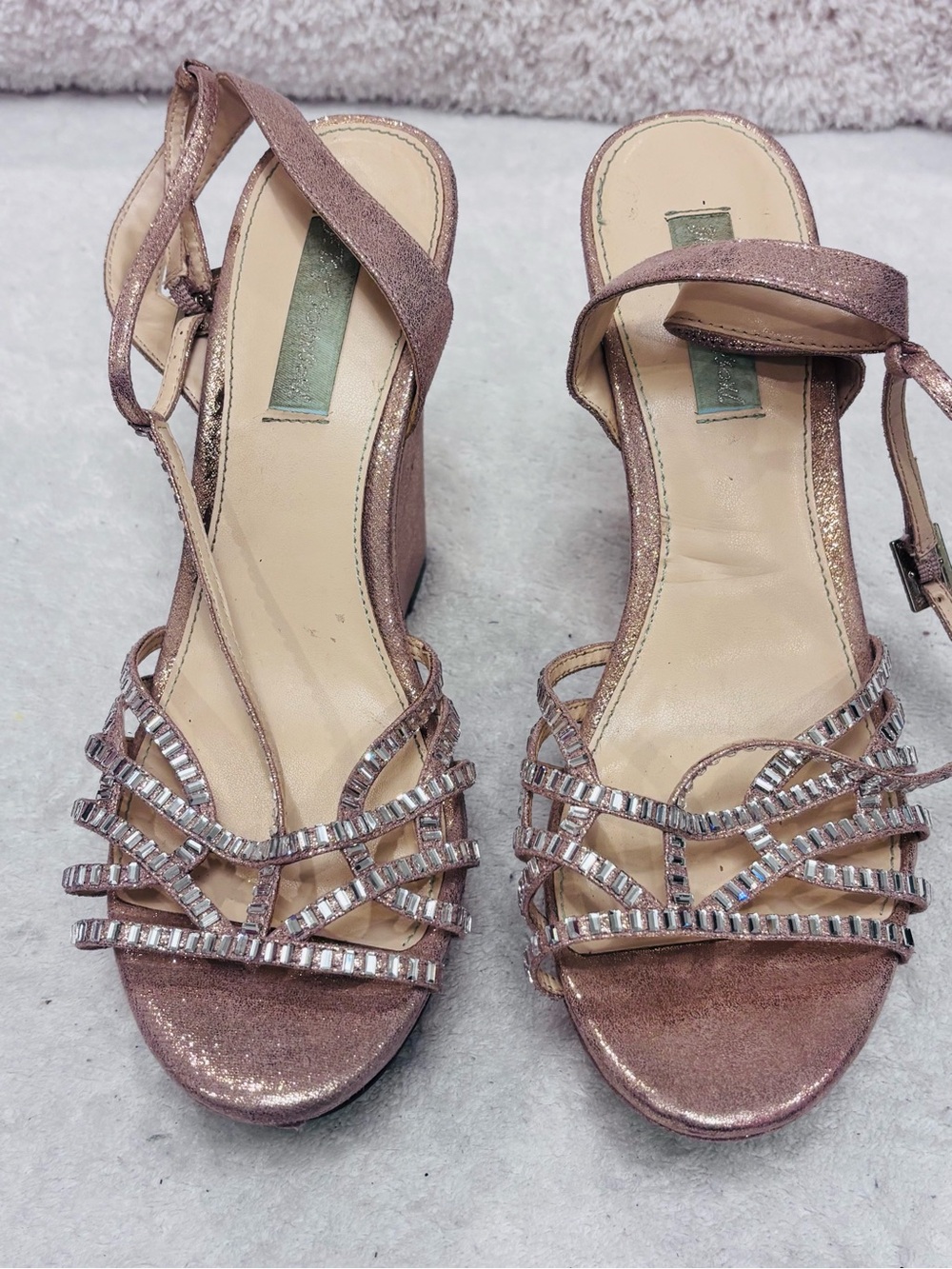 Rose Gold Wedges By Betsey Johnson - Size 9.5 - Wedge 5 inches- Box 21